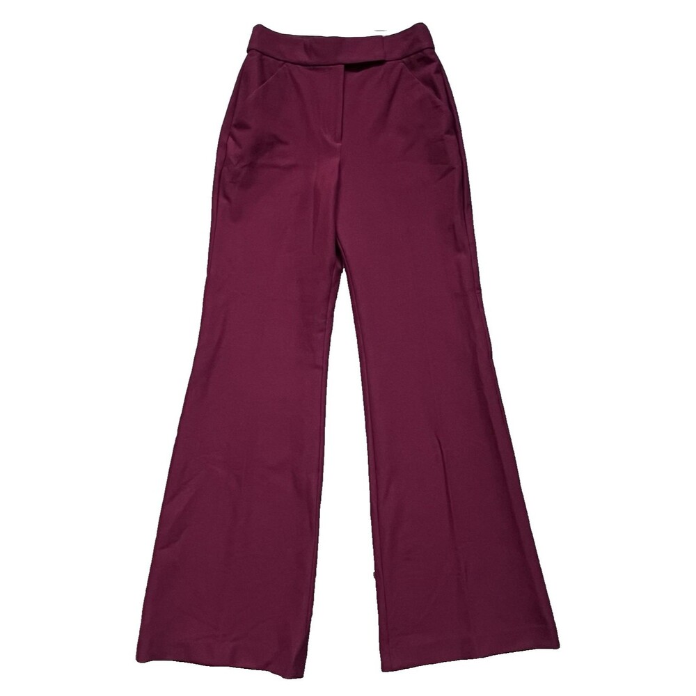 NWT Express Womens Pants 4R Maroon Solid Super High Rise Flare Trouser
